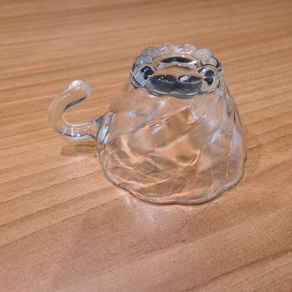 9 Hazel Atlas Colonial Swirl Punch Cups 1950s MCM Vintage Clear Pressed Glass - Picture 6 of 6